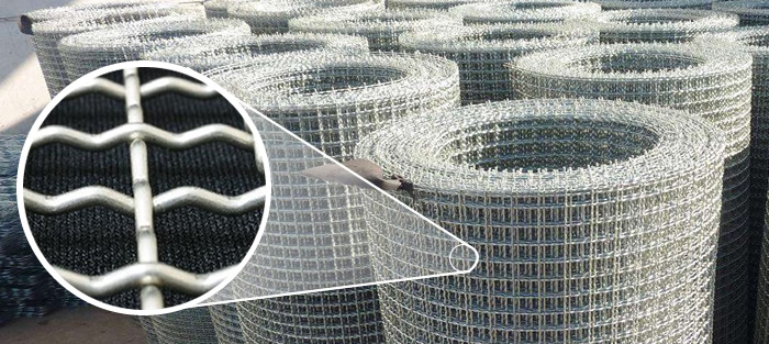 Rigid crimped wire mesh screen