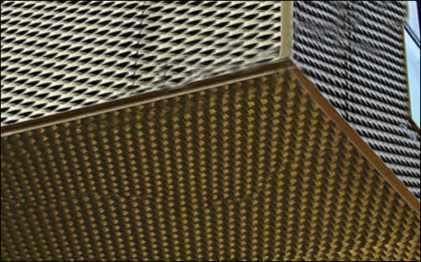 Aluminum mesh shade facade panels